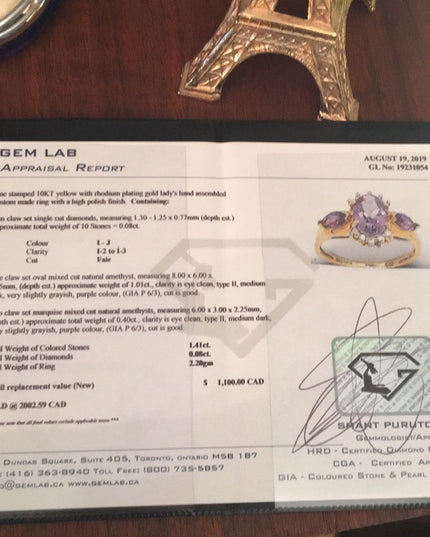 10k Gold Diamond & Amethys ring beautiful