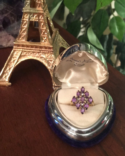 10k Diamond & Amethyst Cocktail ring w/appraisl