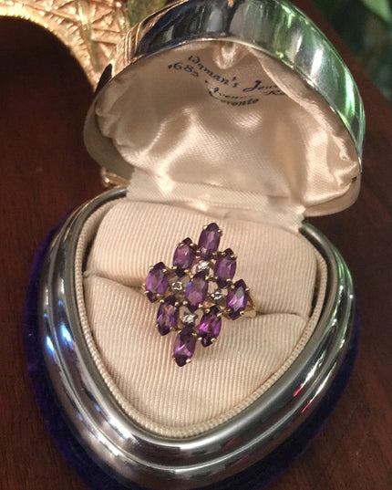 10k Diamond & Amethyst Cocktail ring w/appraisl