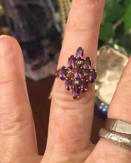 10k Diamond & Amethyst Cocktail ring w/appraisl