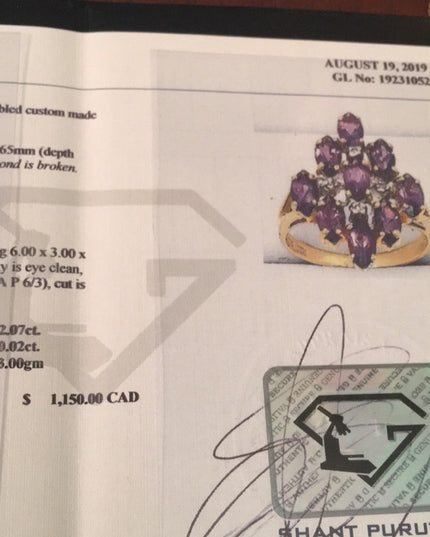 10k Diamond & Amethyst Cocktail ring w/appraisl