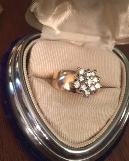 14k Gold Diamond cluster ring w/ appraisal Vintage