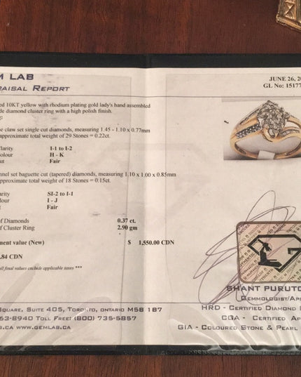 10k Gold Vintage diamond cluster ring w- appraisal
