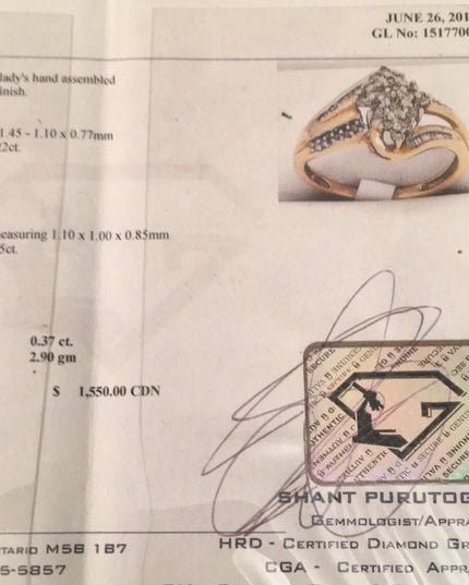 10k Gold Vintage diamond cluster ring w- appraisal