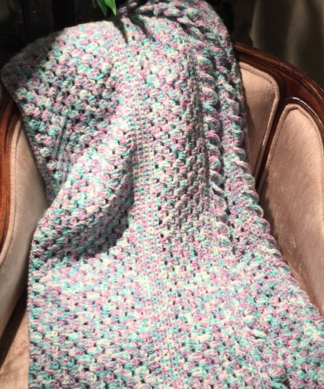 48x70” Beautiful crochet Afghan Purple tone