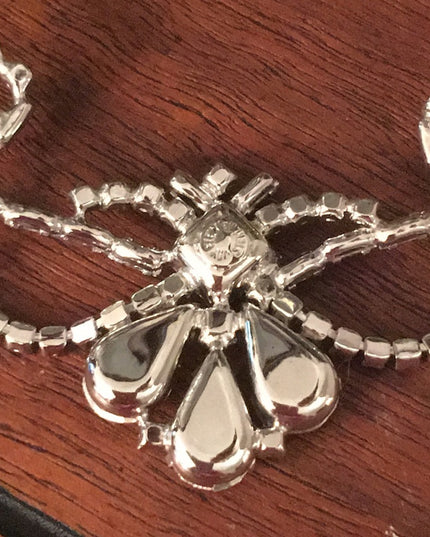 Vintage sterling silver 925 Jay Flex Crystal fabcy art deco  princess necklace