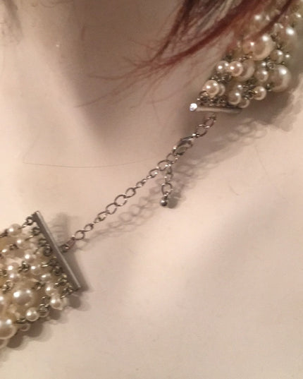 22” Multi strand faux pearl silver tone necklace