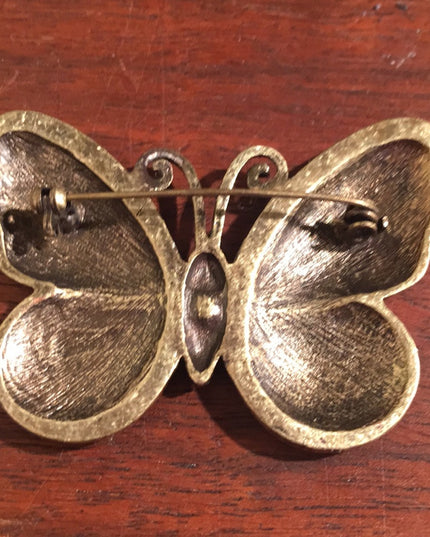 Beautiful purple rhinestone marcasite butterfly brooch