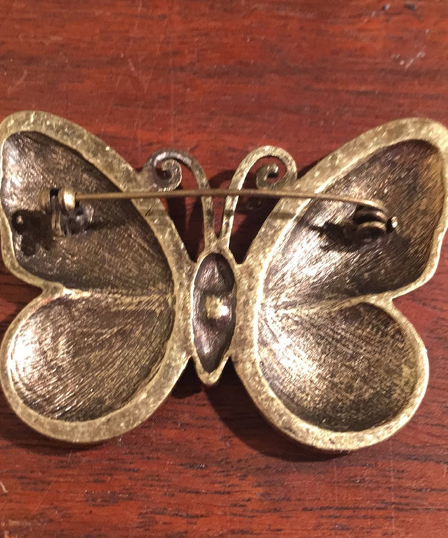 Beautiful purple rhinestone marcasite butterfly brooch