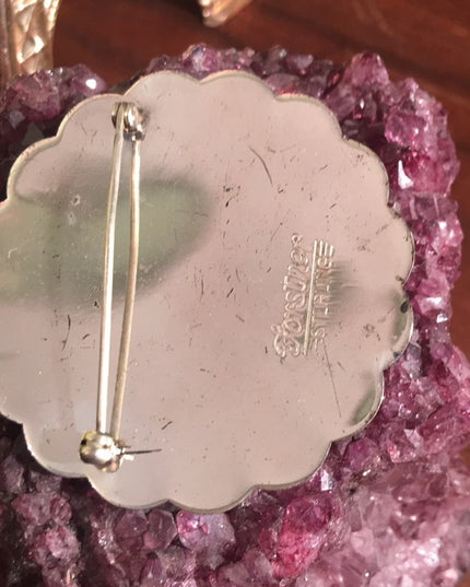 Vintage 1960s Forstner Etched sterling round brooch
