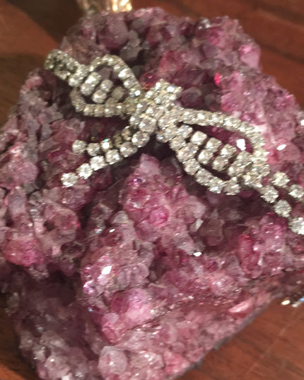 Vintage 1960s Crystal Czech silver finish fabcy large bow bracelet