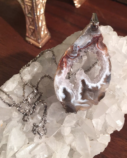 Vintage 1980s Sterling silver necklace stone
