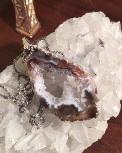Vintage 1980s Sterling silver necklace stone