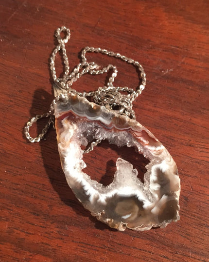 Vintage 1980s Sterling silver necklace stone