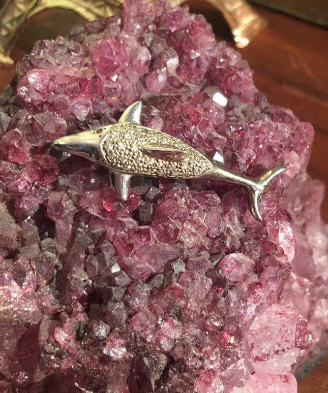 Vintage Sterling silver Fish Brooch marcasite