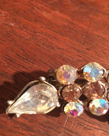 Vintage AB amber & clear Crystal brooch
