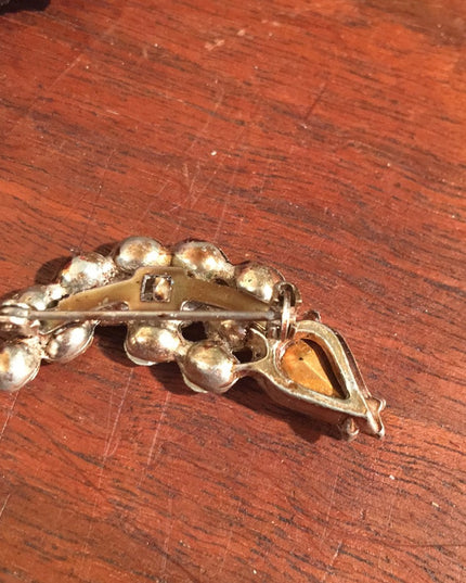 Vintage AB amber & clear Crystal brooch