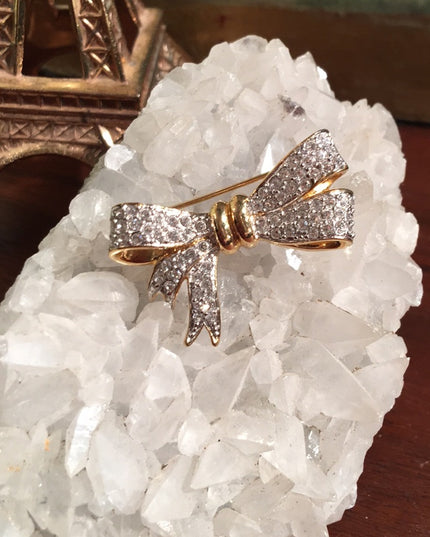 VTG Krememtz Gold rhinestone crystal brooch