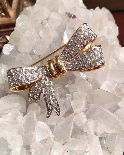 VTG Krememtz Gold rhinestone crystal brooch