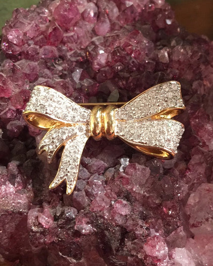VTG Krememtz Gold rhinestone crystal brooch