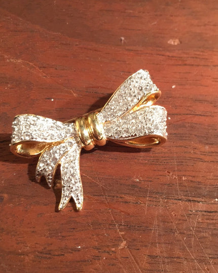 VTG Krememtz Gold rhinestone crystal brooch