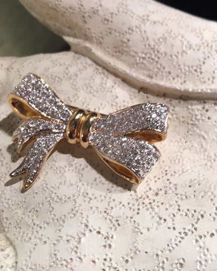 VTG Krememtz Gold rhinestone crystal brooch