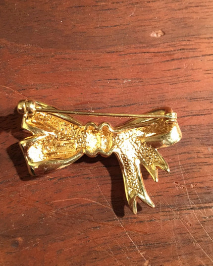 VTG Krememtz Gold rhinestone crystal brooch