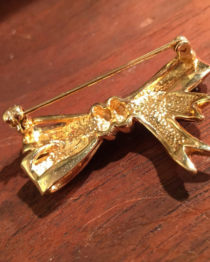 VTG Krememtz Gold rhinestone crystal brooch