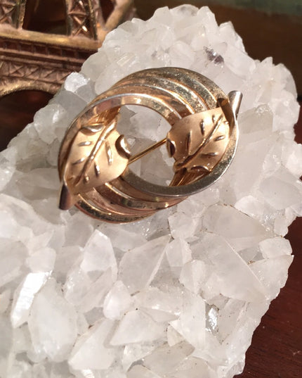Vintage 12k Gold Filled Mid Century Brooch leaf