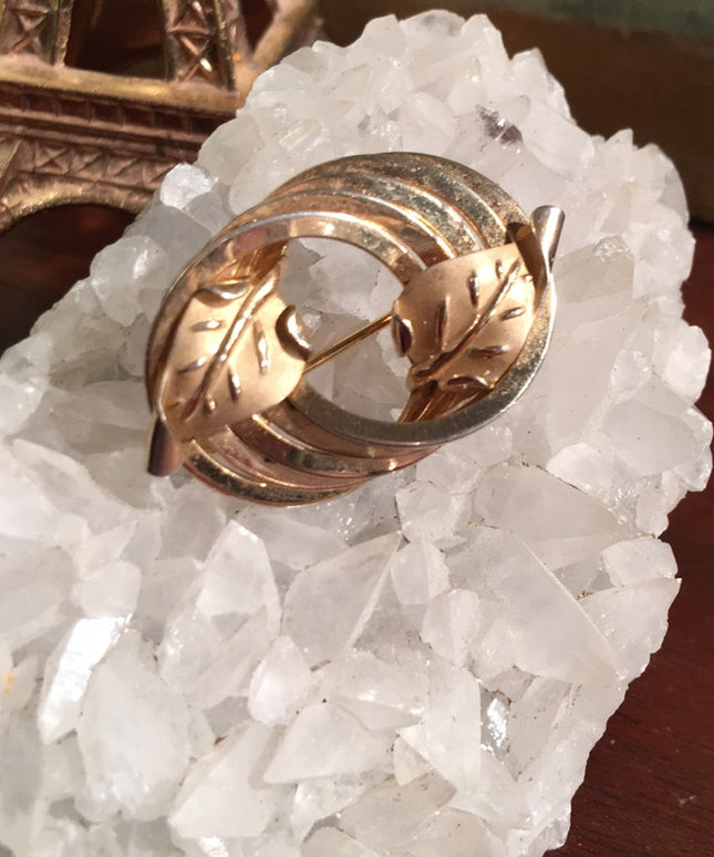 Vintage 12k Gold Filled Mid Century Brooch leaf