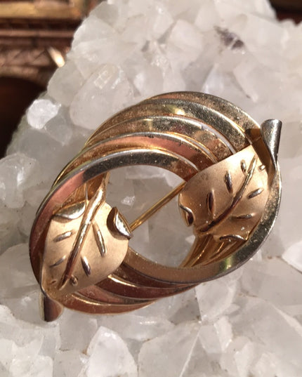 Vintage 12k Gold Filled Mid Century Brooch leaf