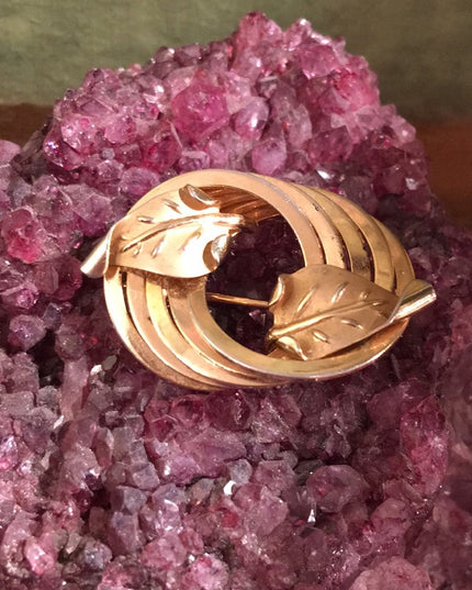 Vintage 12k Gold Filled Mid Century Brooch leaf