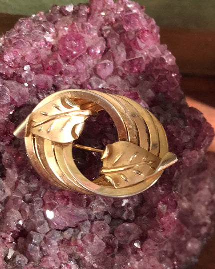 Vintage 12k Gold Filled Mid Century Brooch leaf