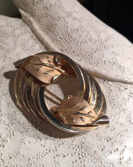 Vintage 12k Gold Filled Mid Century Brooch leaf