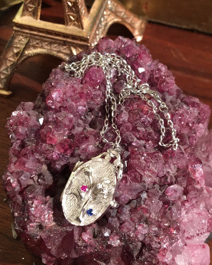 Vintage 1960s Sterling rhodium flower locket