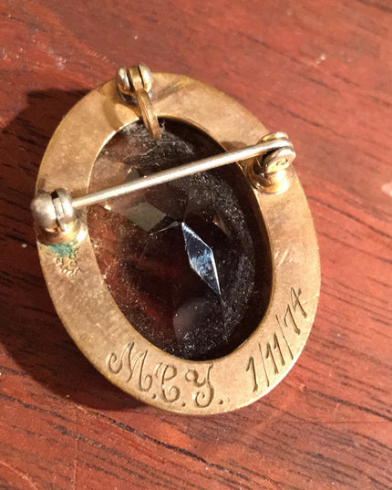 Vintage 1970s 12k GF Pendant glass citrine pendant