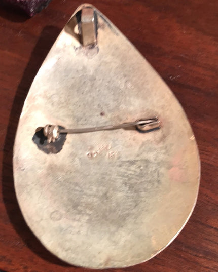 Vintage 18k & 925 sterling large pendant brooch Peru