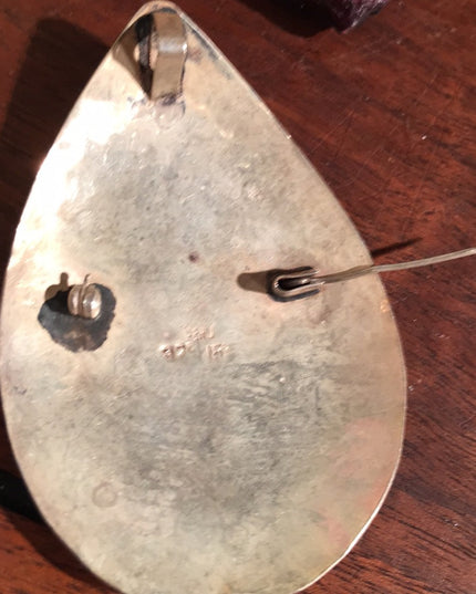 Vintage 18k & 925 sterling large pendant brooch Peru