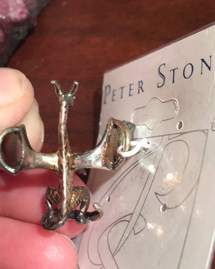 Vintage Sterling silver Peter stone Dragon pendant