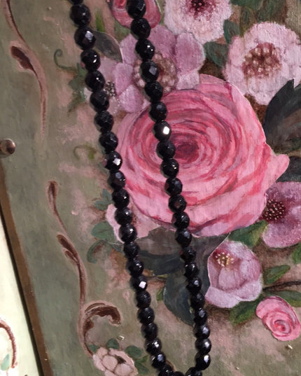 Vintage Cameo Black faceted glass crystal necklace