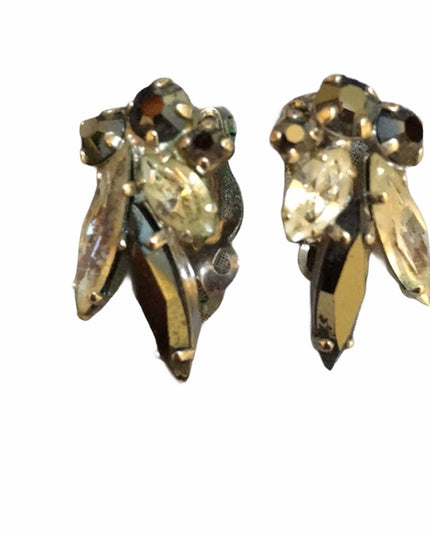 Vintage Sherman Crystal earrings black clear