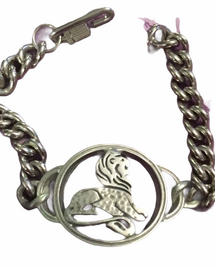 Vintage silver tone chunky LEO zodiac bracelet