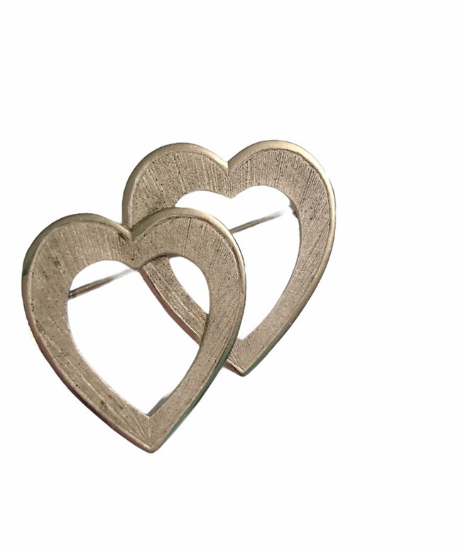 Vintage 1960s Sterling silver heart brooch