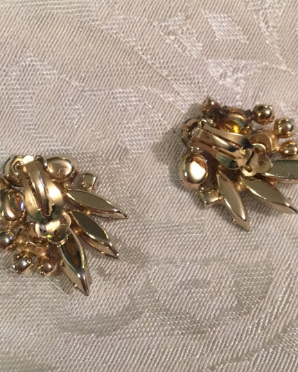 Vintage 1960s Crystal AB earrings clip on