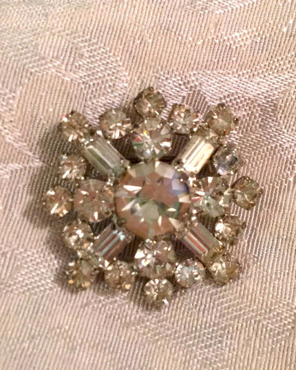 Vintage Crystal brooch clear 1960s