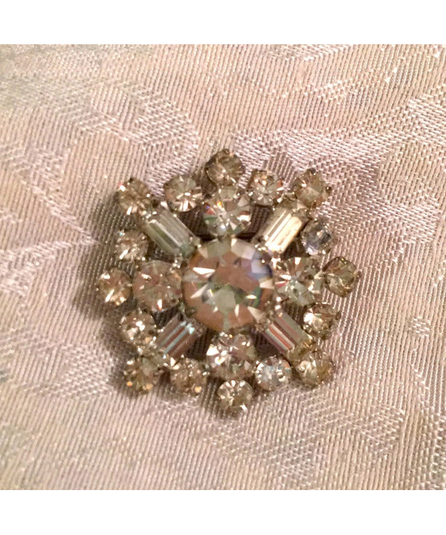 Vintage Crystal brooch clear 1960s
