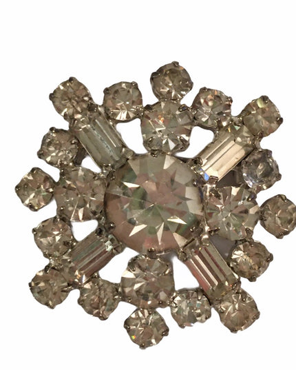 Vintage Crystal brooch clear 1960s