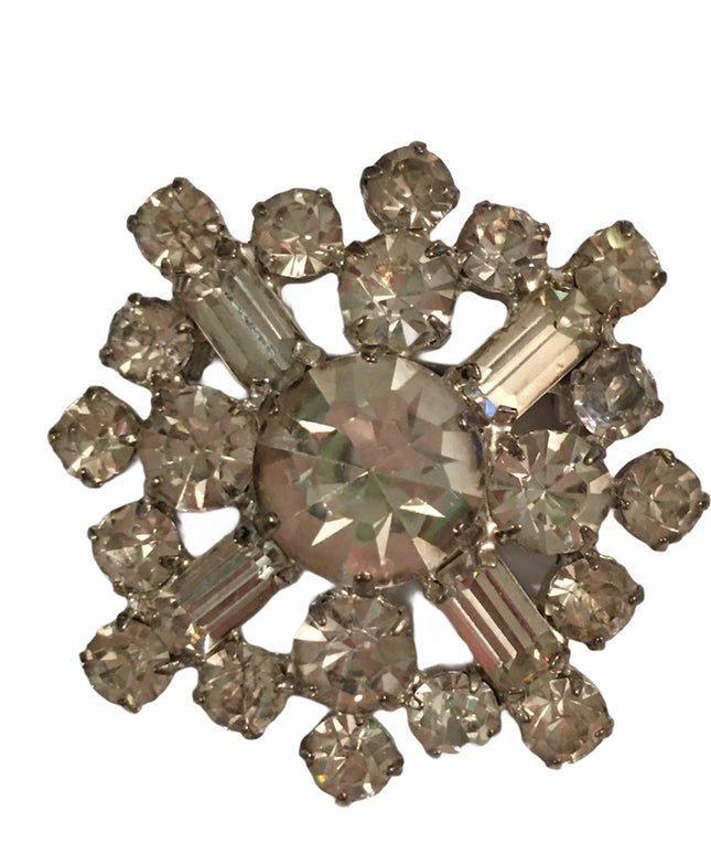 Vintage Crystal brooch clear 1960s