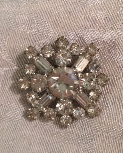 Vintage Crystal brooch clear 1960s