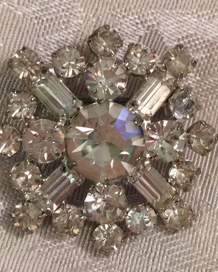Vintage Crystal brooch clear 1960s